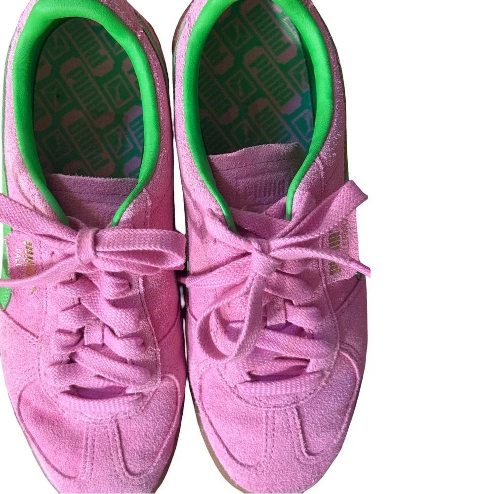 Woman’s Puma Palermo Pink and Green Sneakers Size 9 - Picture 5 of 7
